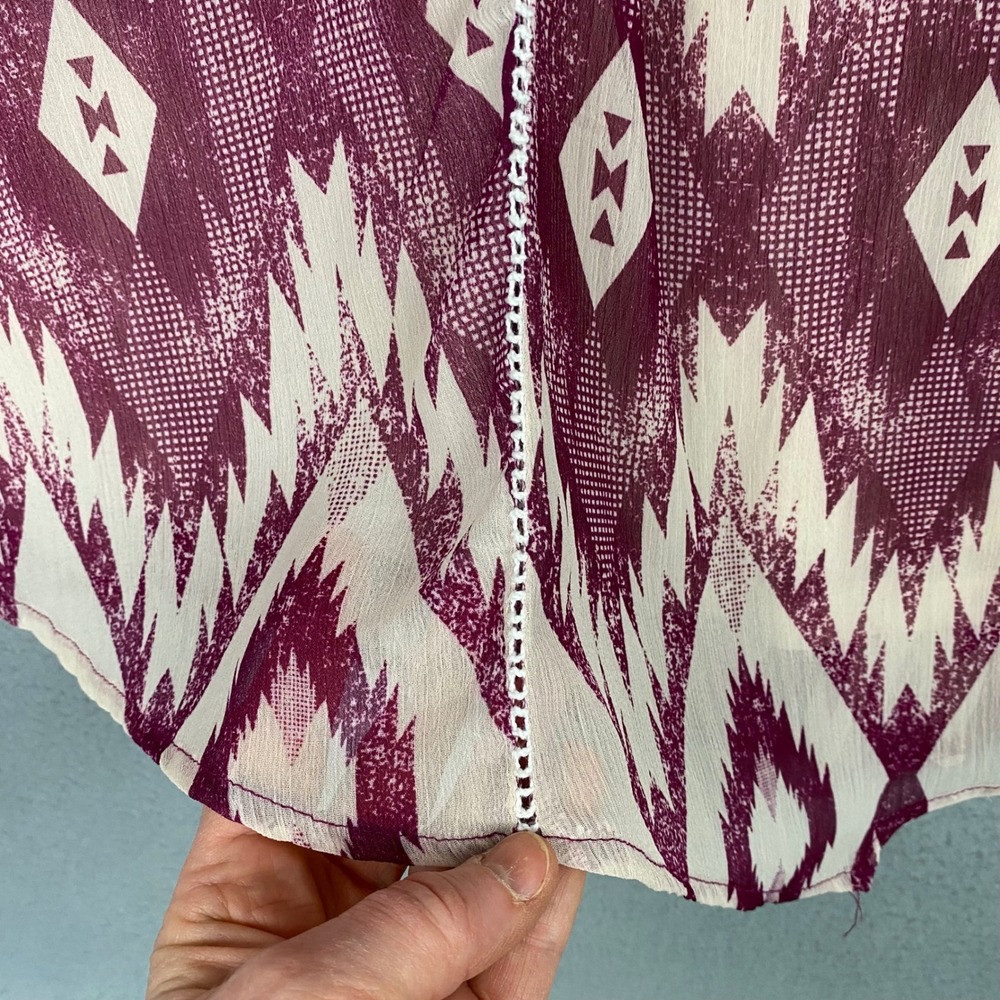Xhilaration Boho Geometric Ikat Embroidered Sleeveless Shift Dress Womens S Plum - Picture 4 of 8